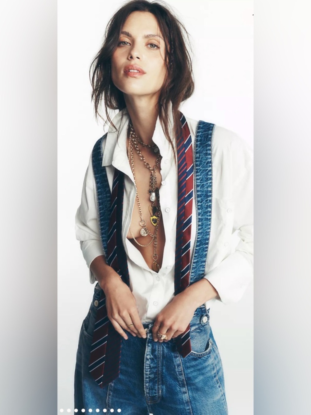 Free People We The Free Berkley Suspender Jeans. NWT. Varsity blues - Picture 7 of 12